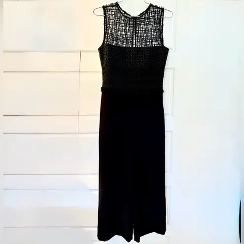 PINKO Italy Nicole Black Lace Bodice Wide Cropped Leg Elegant One Piece Sz 2💛