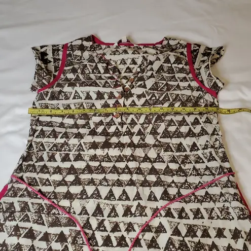 JUNIPER Elegant Pink and Cream Patterned Dress Size L