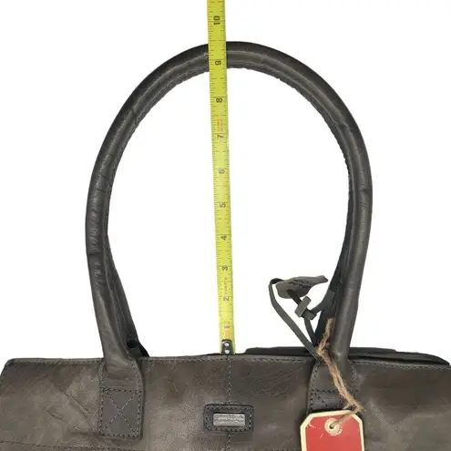 Spikes & Sparrows Addison Leather Tote Bag Zipper Closure Dual Handles Gray