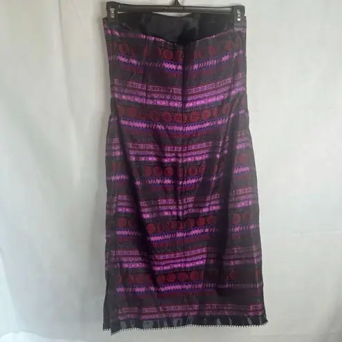 Jessica McClintock Gunne Sax Strapless Purple Mixed Print Cocktail Dress Sz 11