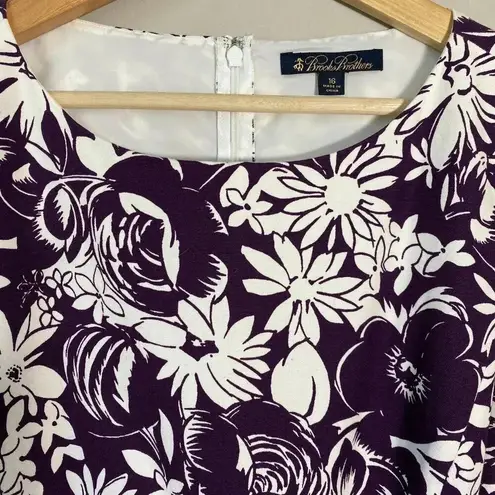 Brooks Brothers 346 Women's Size 16 Sleeveless Floral Sheath Dress Purple White