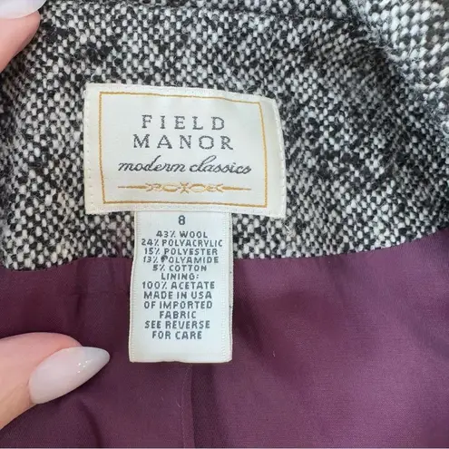 Field Manor Modern Classics Tweed Blazer Jacket Women Black White Speckled 8 Gray
