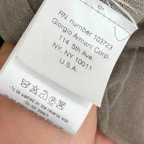 Giorgio Armani Vintage Gray Embroidered Floral Mesh Top Size 10