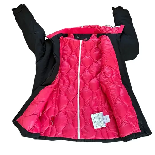 Spyder Duck Down Winter Jacket Black Shell Pink Interior Womens Size 10 Medium