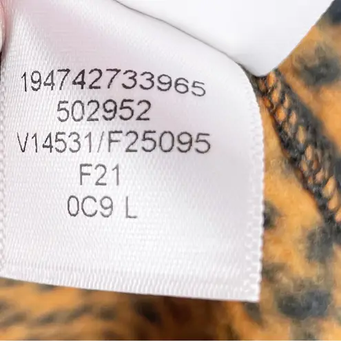 Lands’ End Women's Fleece Quarter Zip Pullover Size Large Burnt Caramel Leopard Orange