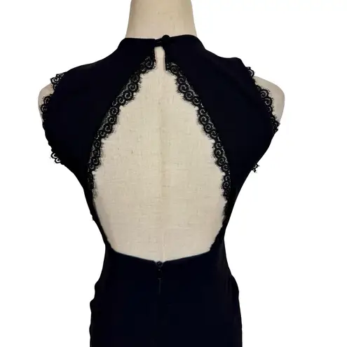 Nookie Sweet Life High Neck Cutout Lace Trim Pencil Midi Dress Black x Revolve