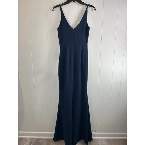 Dress the Population Women's Jordan Ruched Side Slit Gown navy blue size XS NWT