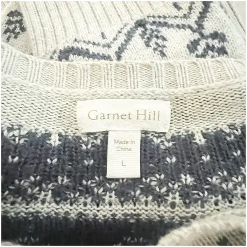 Garnet Hill Fair Isle Sweater Merino Wool Gray Blue Nordic Knit Women's Large