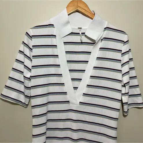 Free People  Donna Deep V Polo Top