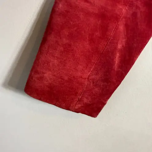 Uniform John Paul Richard 100% Leather Suede Full Zip Jacket Women's Medium Red