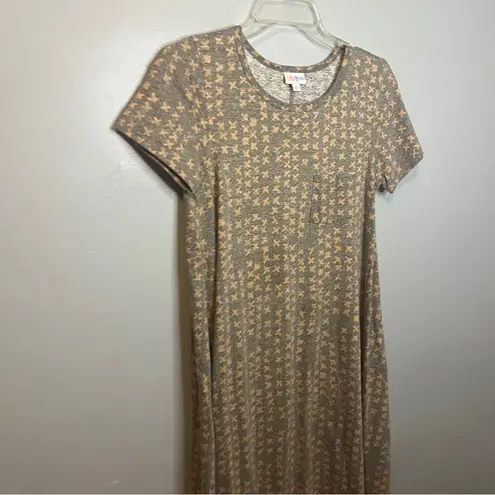 LuLaRoe  Gray and Tan Cross Pattern Top thumbnail 4