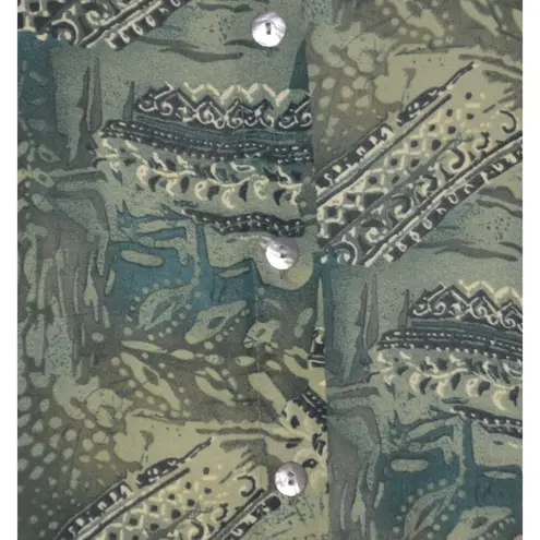 French Laundry Ladies Sheer Green Shell Button Front Long Sleeve Blouse Size M