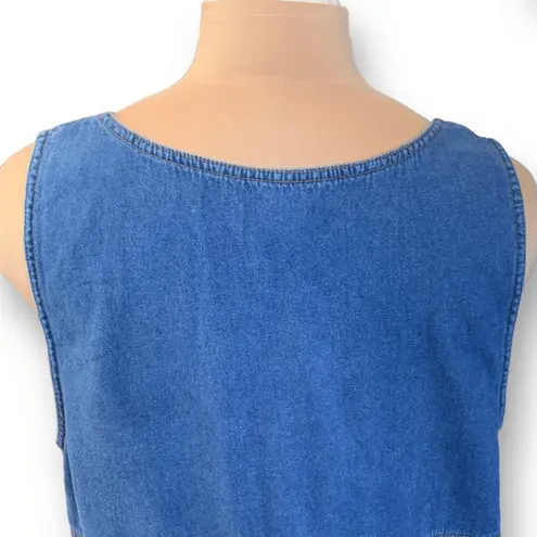 Vintage 90s Boston Classics Denim Jumper Dress Plus Size 16W Blue Jean Pocket