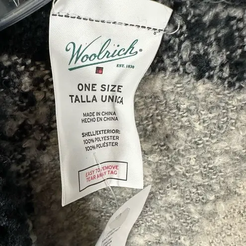 Woolrich Women’s Poncho Shawl Buffalo Plaid Fringe Cream & Black One Size NWT