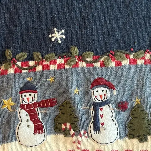 Croft & Barrow Ugly Christmas Sweater Vintage Large CROFT BARROW‎ Snowman  Blue Zip