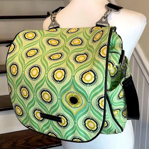 PETUNIA PICKLE BOTTOM Green Yellow Floral Backpack Adjust Crossbody Baby Bag