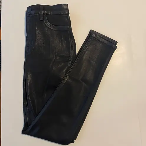 Hudson Barbara Super Skinny Black Coated Jeans