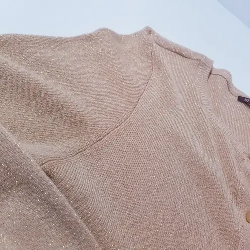 525 America Sparkles Glitters Gold Button Knit Cardigan Top