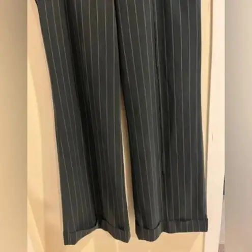 Larry Levine Size 12 Wide Leg Pin Striped Stretch Dress Pants