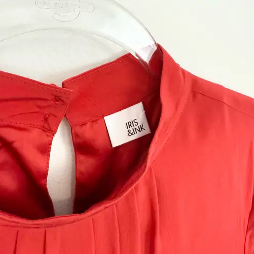 Iris & Ink Silk Red Tiered Midi Dress Size 14