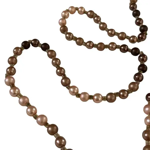 Beaded Faux Pearl Necklace One Strand Pull Over Jewelry or Craft Beads u Brown