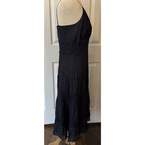 Ann Taylor VTG  NWOT Slip Dress SZ 6 Silk Dark Blue Romantic Lace Feminine Ruffle