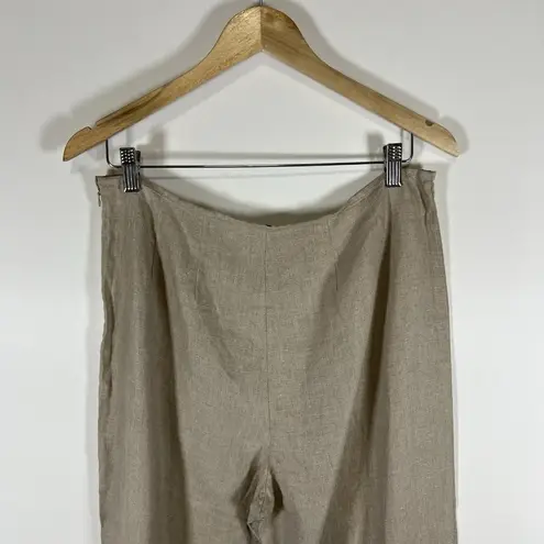 RICHARD MALCOLM Pants Womens Size 12 Beige 100% Irish Linen Wide Leg Lightweight Tan