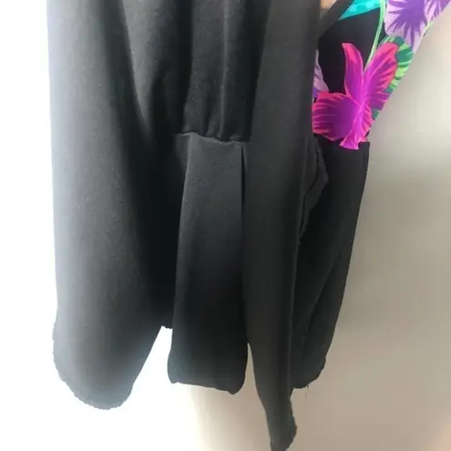 Vintage 60's 70's floral bathing suit skirt dress Black Size L