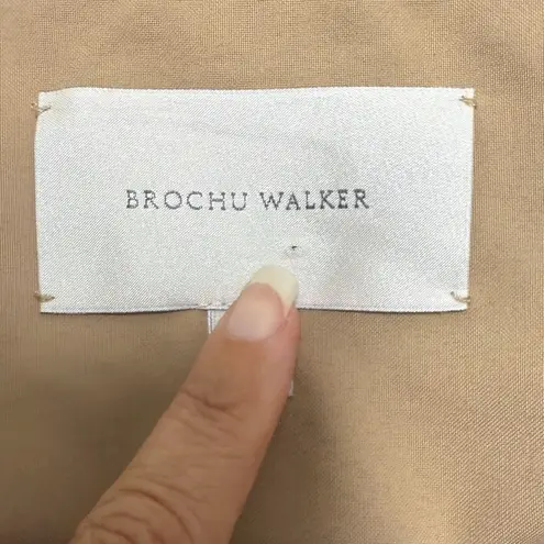 Brochu Walker Sahara Beige Fia Belted Button Up Short Sleeve V Neck Dress Large