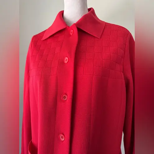 Vintage ‘70s Dorce Bright Red Button Front Collared Cardigan Sweater Size L
