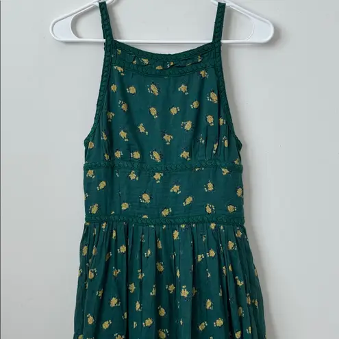 Free People  Daydreamer Midi Dress in Emerald Combo