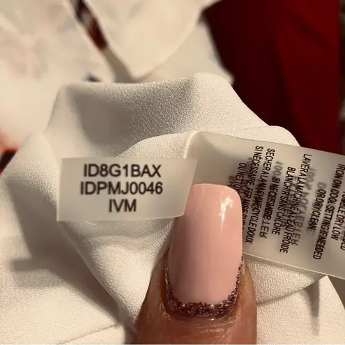 Ivanka Trump Ruffle Top White Floral Chiffon Midi Dress size 12, Like New - Image 9