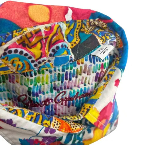 Robert Graham Button Down Shirt Floral Print Abstract White Blue Size Medium