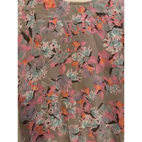 Rebecca Taylor Floral Print 100% Silk Short Sleeve Top