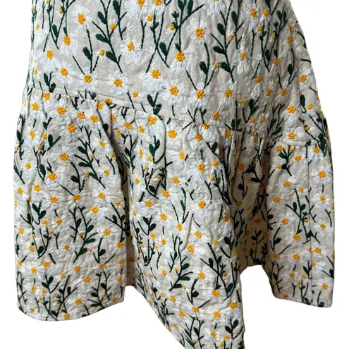 Avec Les Filles Embroidered Linen-Blend Floral Skirt Size 4 NWT