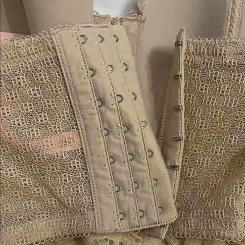 Dobreva Beige Lace Bandeau Bustier Strapless Bra Womens Size 32DD NEW Underwire Tan