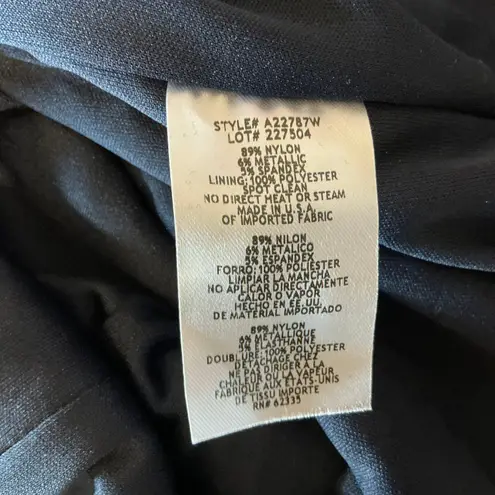 Betsy and Adam Metallic Long Sleeve Sheath Cocktail Dress Size 18W Blue V-Neck