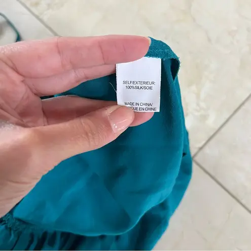 Haute Hippie 100% Silk Teal Open Back Romper Sz Small