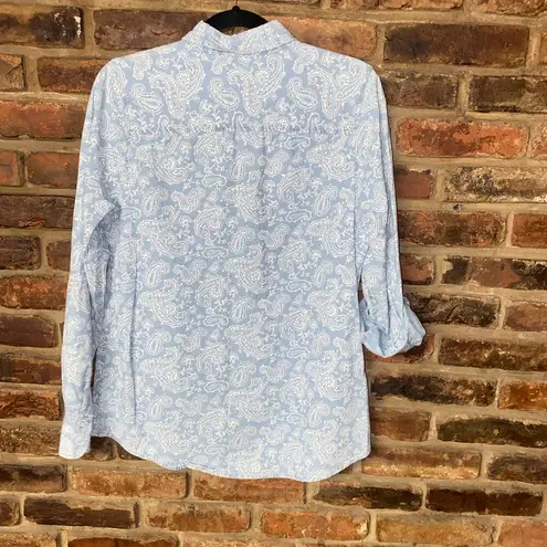 kim rogers  Blue White Paisley Long Sleeve Button Down Shirt Women's Size Large