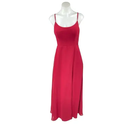 Azazie NEW Moira Red Sleeveless Cami Camisole Tank A Line Maxi Dress One Size