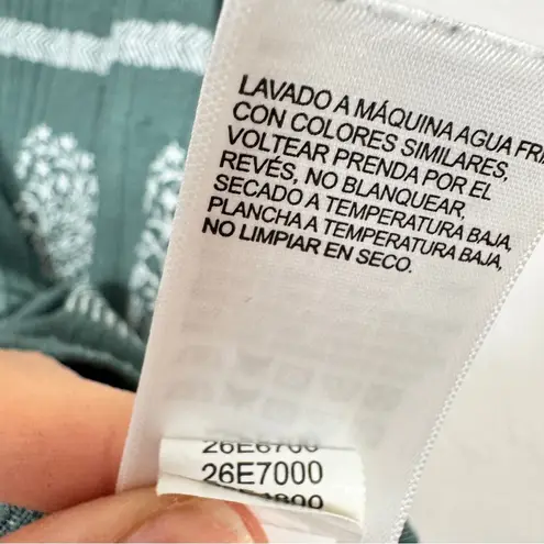 Lucky Brand  Green Henley Sleeveless Shirt Womens S Boho Casual Tank Top Floral