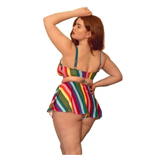 Collectif Rainbow Stripes Swim Bikini Top Size 18 Red