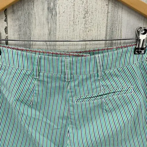 Cutter and Buck Golf Shorts Womens 2 Green Purple Blue White Stripe Cotton Blend - Image 5