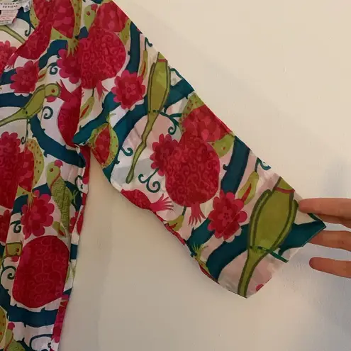 Gretchen Scott Designs Parrot Print Tunic Top Swim Coverup Red