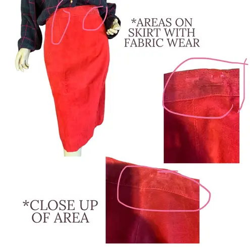 VINTAGE 1990'S RED SUEDE AUDREY JONES SKIRT (3X)