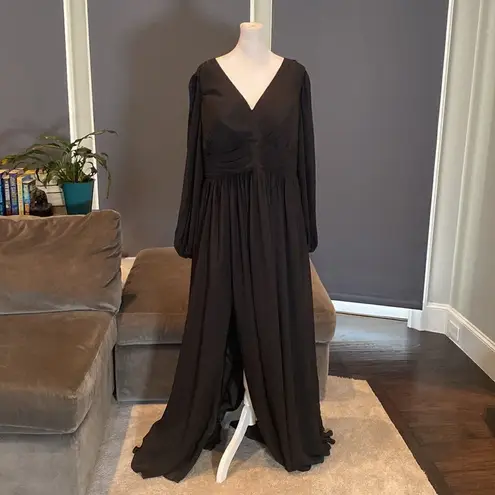 Women’s Black Full Length Chiffon V