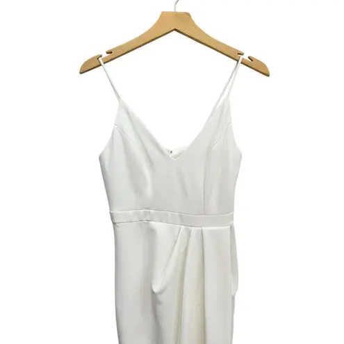 BHLDN Caron V-Neck Tulip Hem Crepe Dress in White size 4