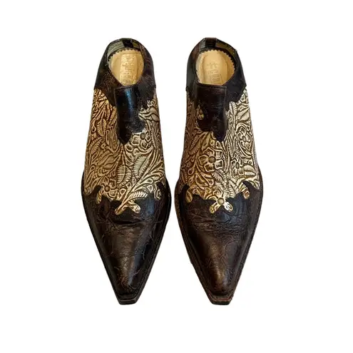 Corral Vintage Western Slip On Tooled Leather Mules, Sz 7.5
