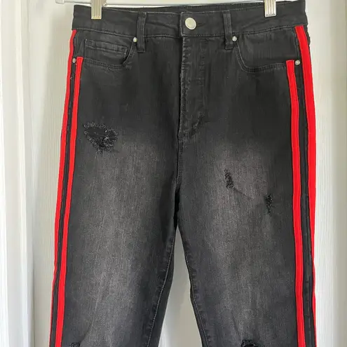 Macy's Black Jeans with Red Stripes