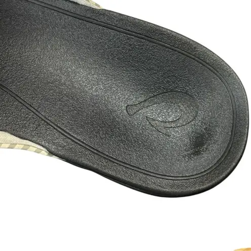 OLUKAI Ho'opio Women's Beach Sandals Bone White Flip Flop Slides Comfort Size 8 Gray